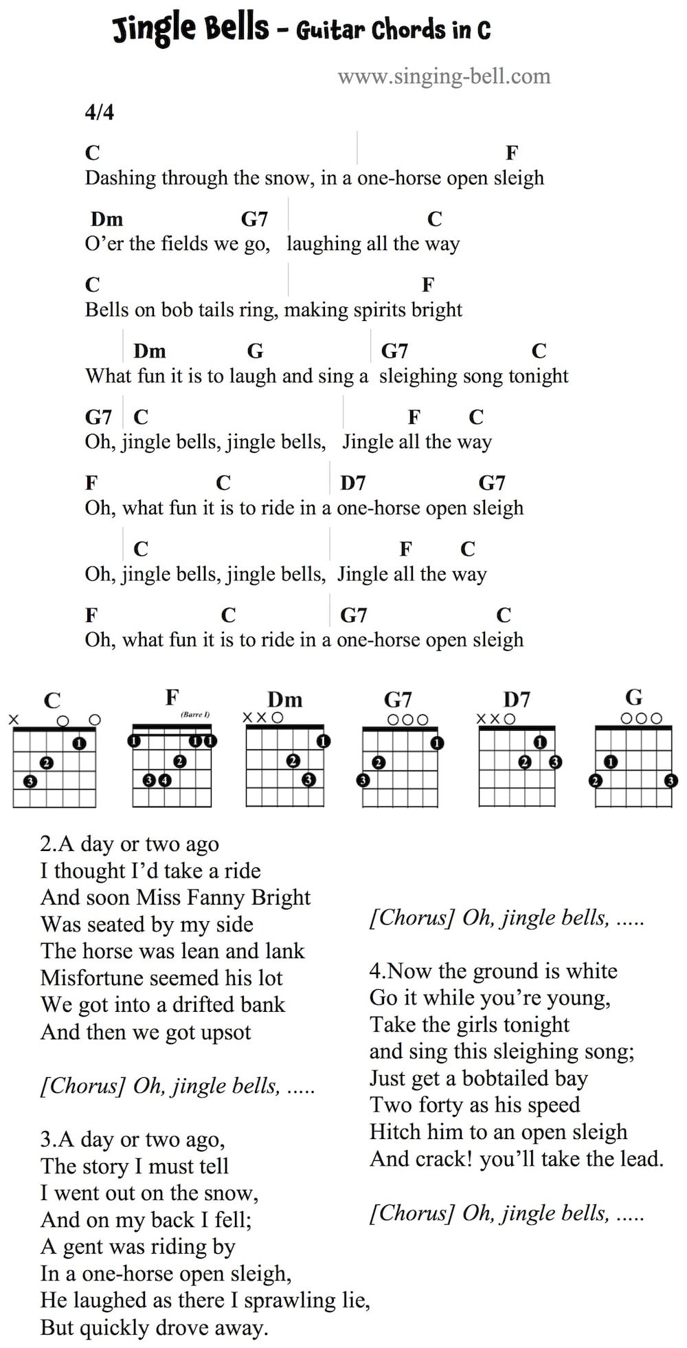 Jingle Bells Chords And Lyrics Guitar