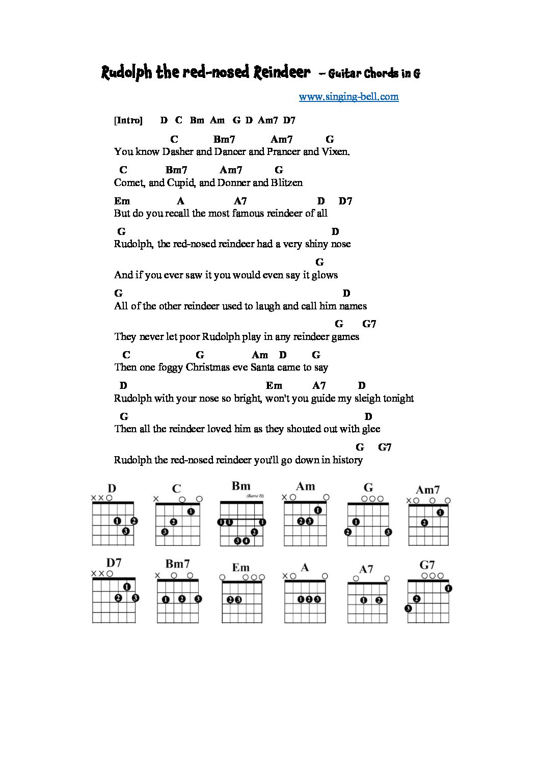 Twinkle twinkle little star - Guitar Chords and Tabs. Rudolph the red-nosed reindeer - Guitar Chords and Tabs.