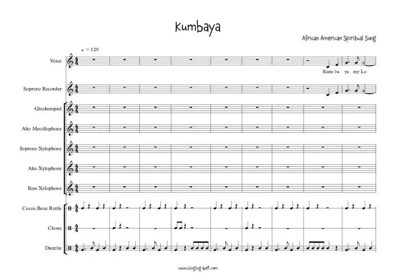 Kumbaya orff sheet music Singing Bell p.1