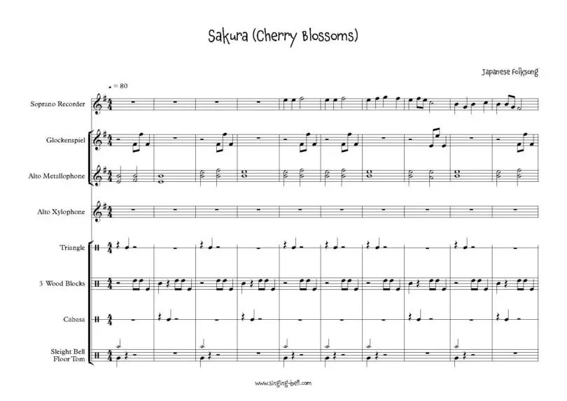 Sakura orff sheet music p.1