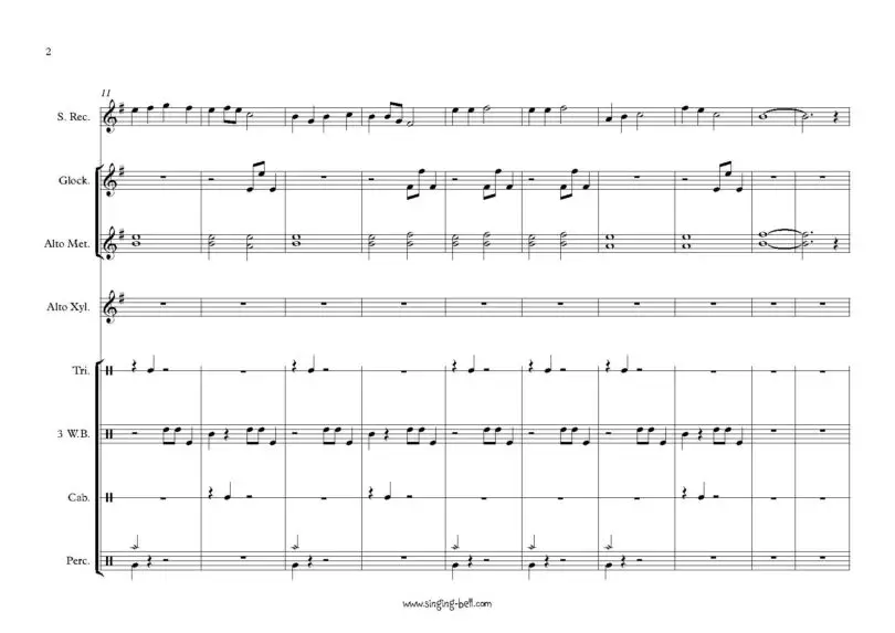 Sakura orff sheet music p.2