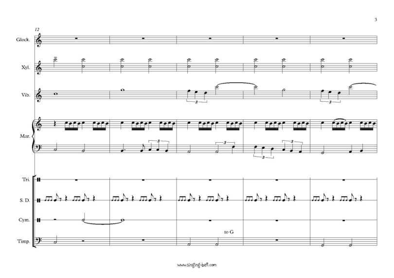 Star_Wars_-percussion-sheet-music-singing-bell_Page_3 : Singing Bell Star Wars main theme percussion sheet music pdf p.3