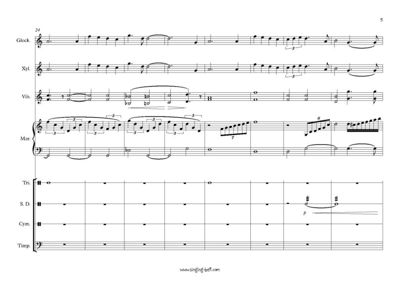 Star_Wars_-percussion-sheet-music-singing-bell_Page_5 : Singing Bell Star Wars main theme percussion sheet music pdf p.5