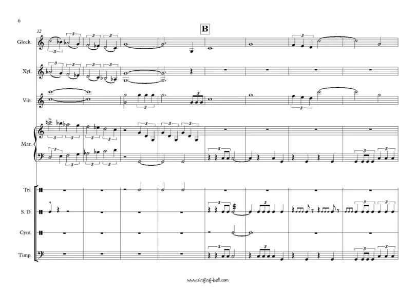 Star_Wars_-percussion-sheet-music-singing-bell_Page_6 : Singing Bell Star Wars main theme percussion sheet music pdf p.6
