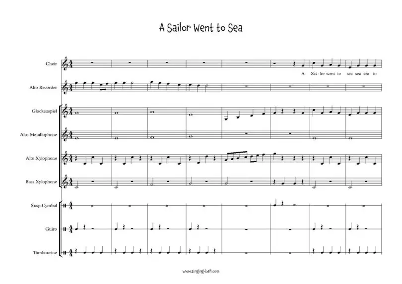 A Sailor Went to Sea orff arrangement sheet music pdf p.1