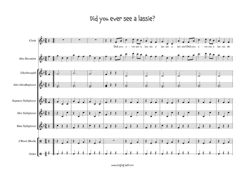 Did you ever see a lassie orff arrangement sheet music pdf p.1