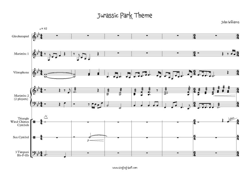 Jurassic Park percussion ensemble Sheet Music pdf p.1