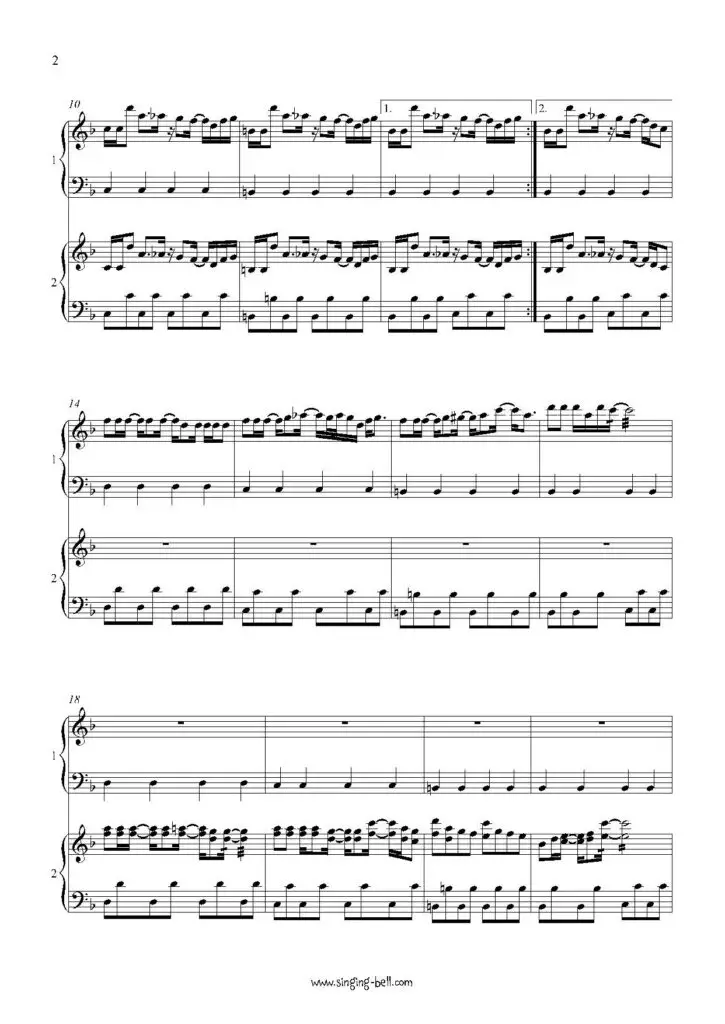 Megalovania 2 marimbas arrangement sheet music pdf p.2