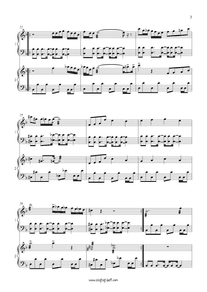 Megalovania 2 marimbas arrangement sheet music pdf p.3