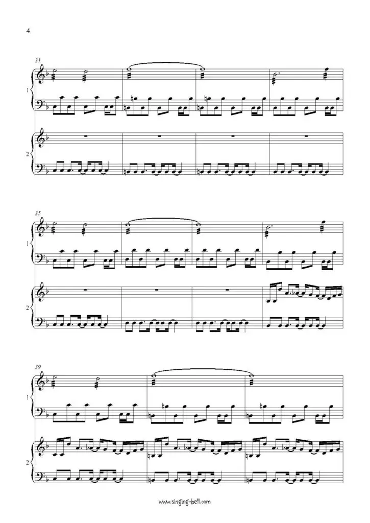 Megalovania 2 marimbas arrangement sheet music pdf p.4