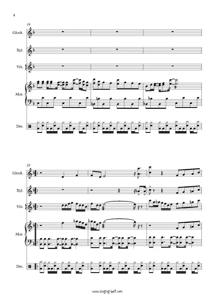 Megalovania percussion ensemble arrangement sheet music pdf p.4