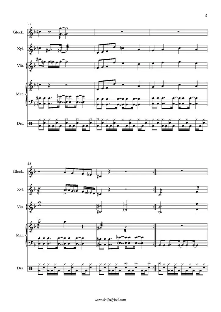 Megalovania percussion ensemble arrangement sheet music pdf p.5