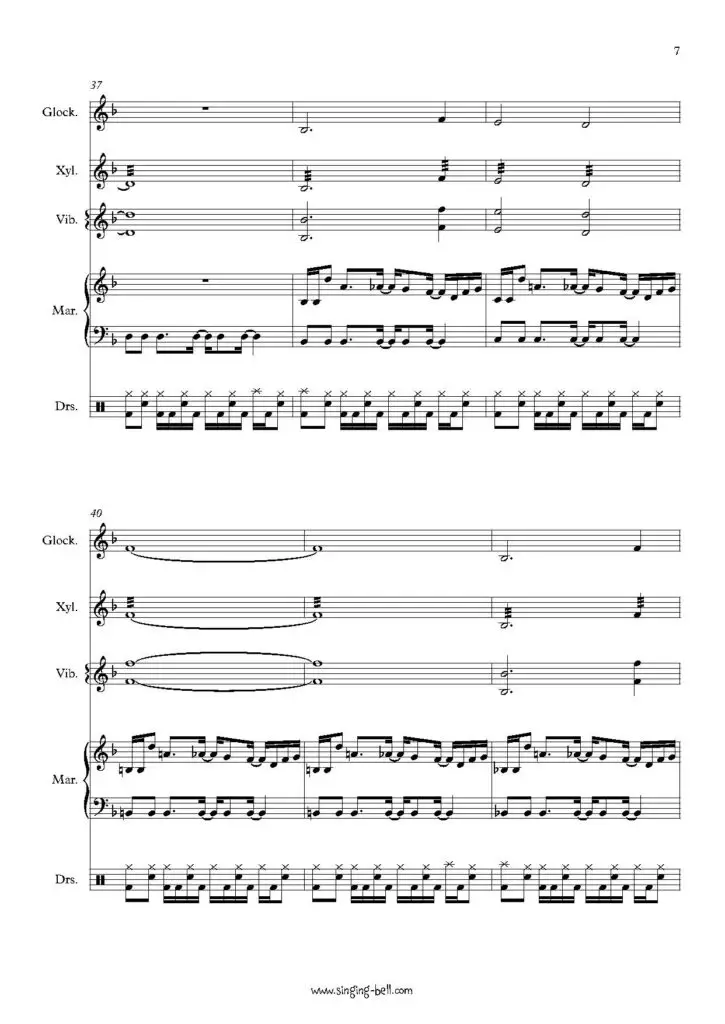 Megalovania percussion ensemble arrangement sheet music pdf p.7