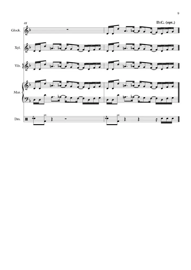 Megalovania percussion ensemble arrangement sheet music pdf p.9
