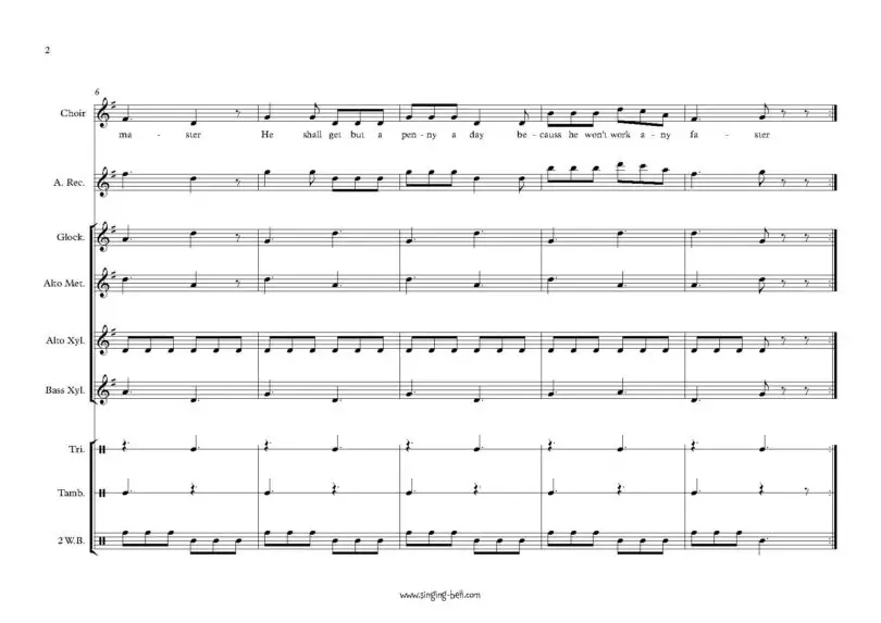 See Saw Margery Daw orff arrangement sheet music pdf p.2