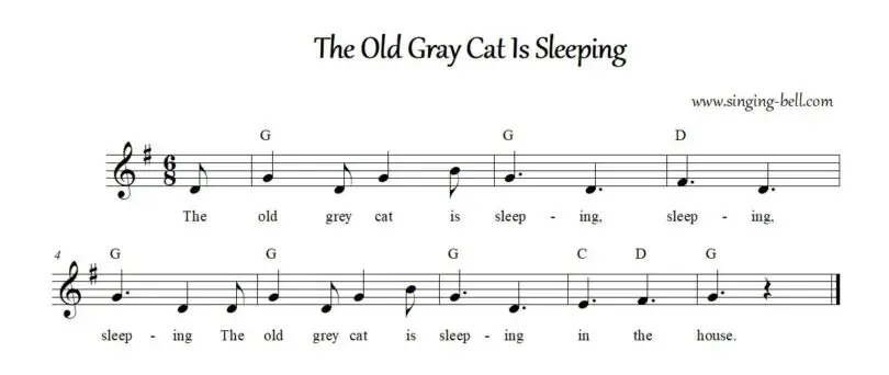 The Old Grey Cat is Sleeping chords sheet music pdf