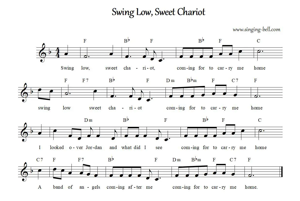 Swing Low Sweet Chariot sheet music pdf singing bell