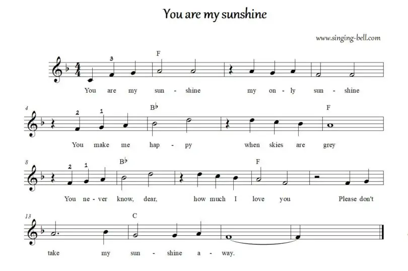 You are my sunshine Sheet Music PDF Download