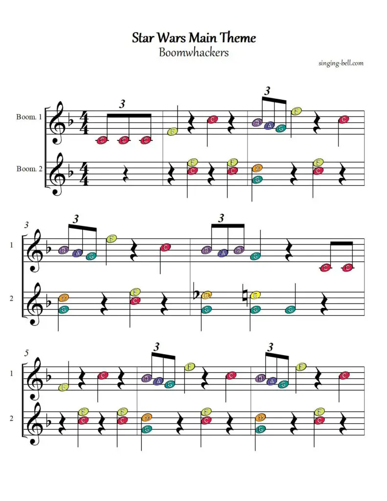 Star Wars Main Theme Boomwhackers chords p.1