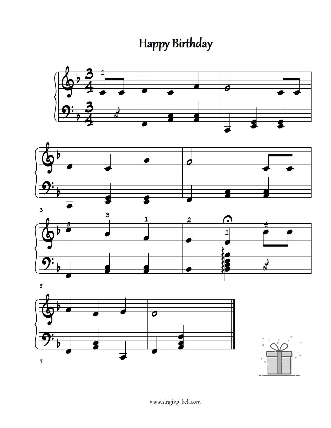 Happy Birthday Piano Sheet Music for beginners