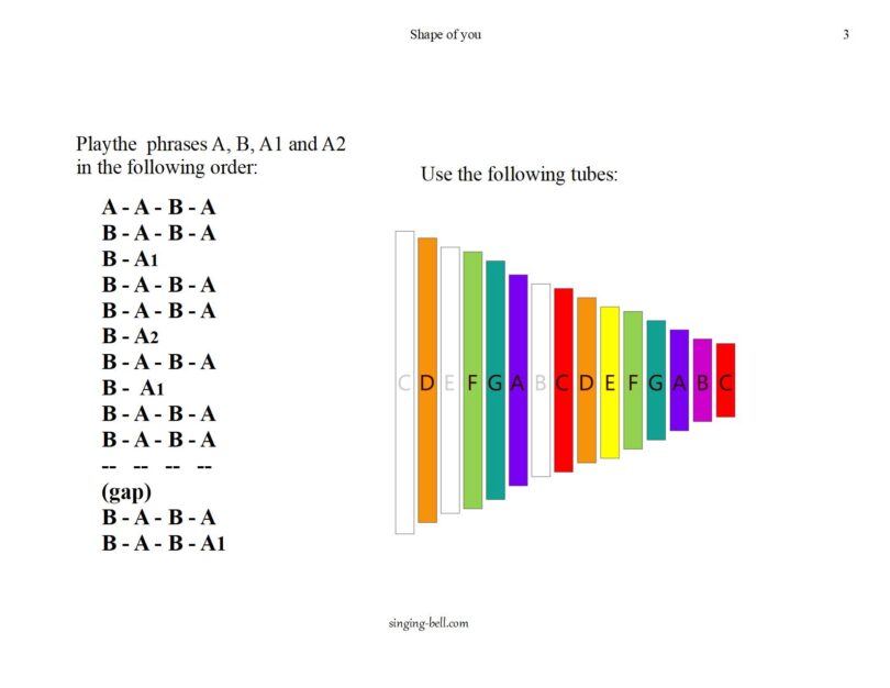 Shape of you boomawhackers A minor color sheet music p.3