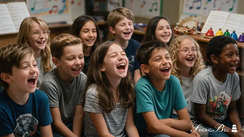 Students sing happily.