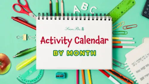 Activity calendar by month for school.