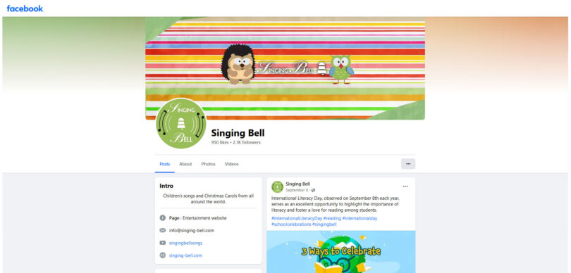 Singing Bell - Facebook page screenshot : Singing Bell