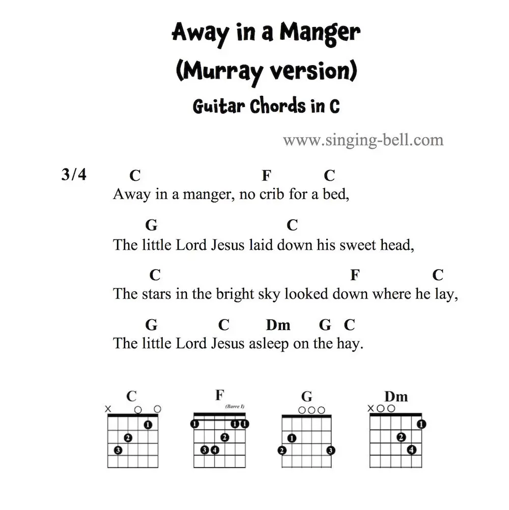 Away in a manger - Guitar Chords and Tabs in C (Murray's Version)