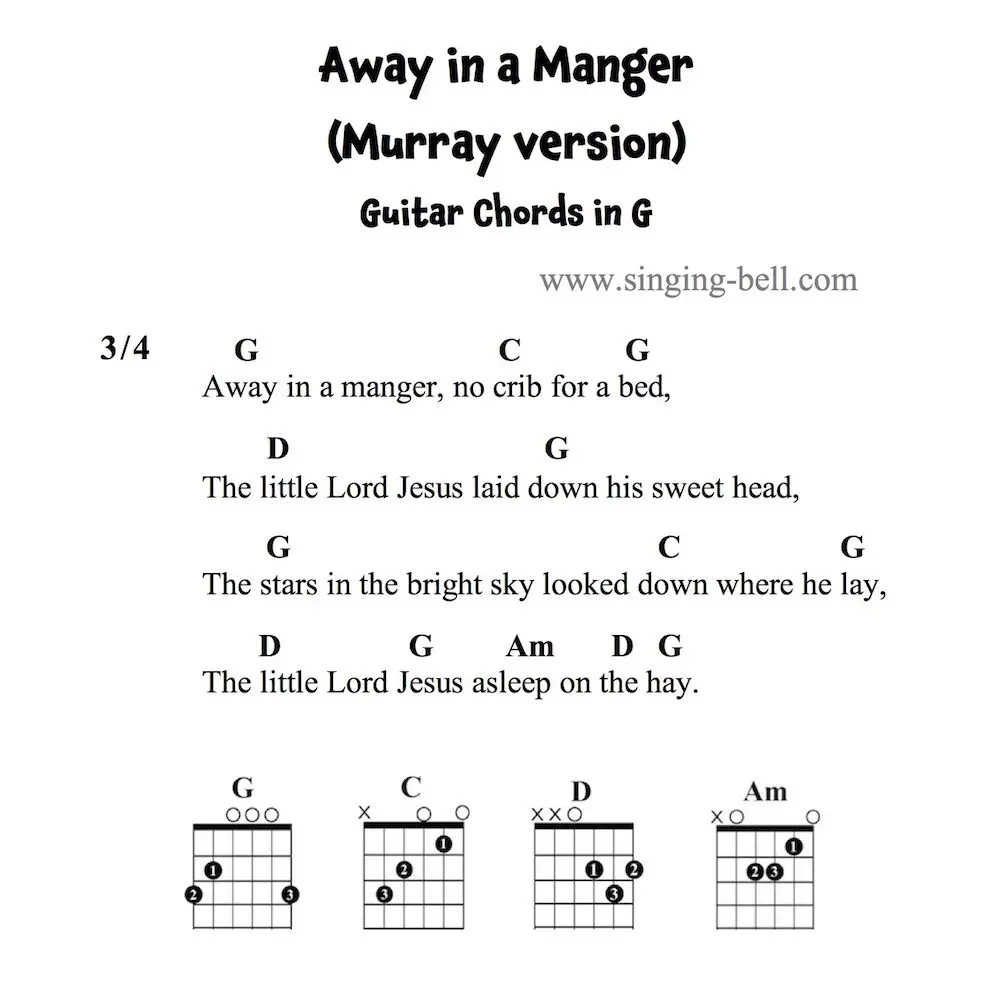 Away in a manger - Guitar Chords and Tabs in G (Murray's Version)