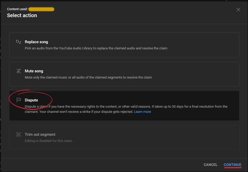 How to Remove Copyright claims on YouTube - Step 2