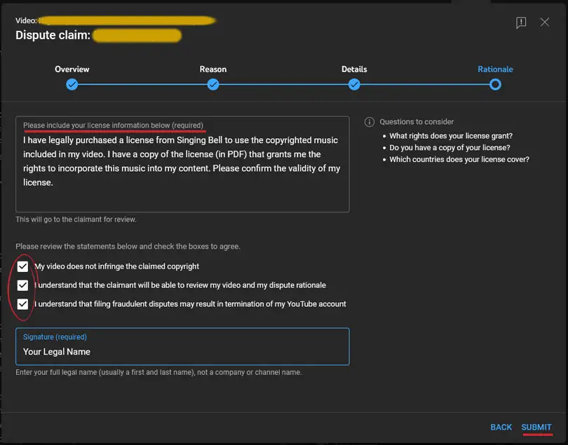 How to Remove Copyright claims on YouTube - Step 6