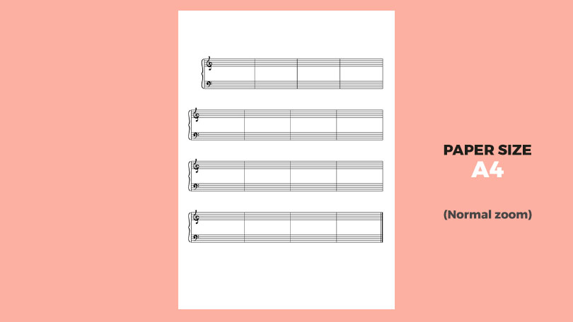 Blank Piano Staff (A4) Normal Zoom