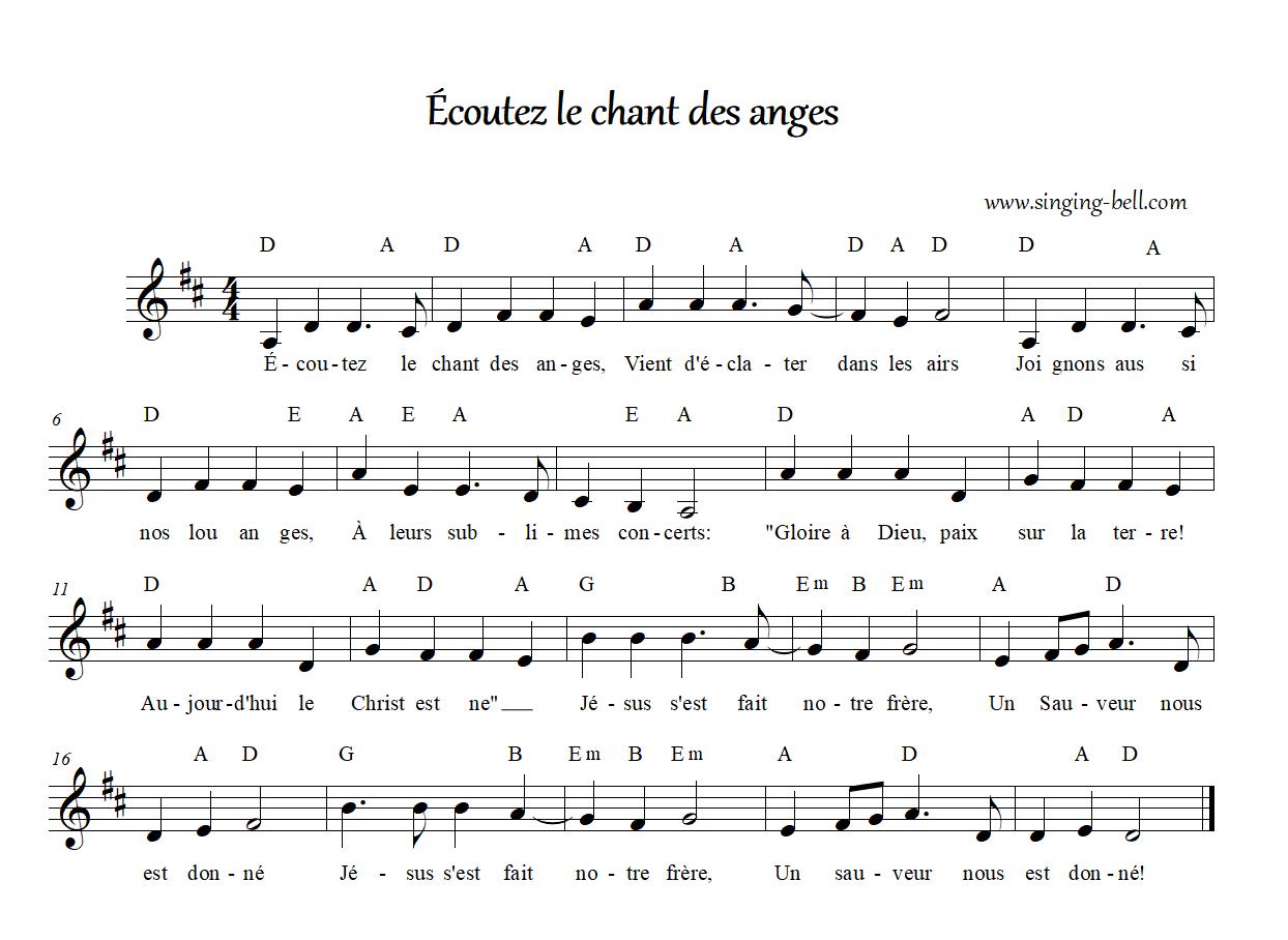 Ecoutez le chant des anges Partition-Re : Singing Bell Ecoutez le chant des anges Partition-Re