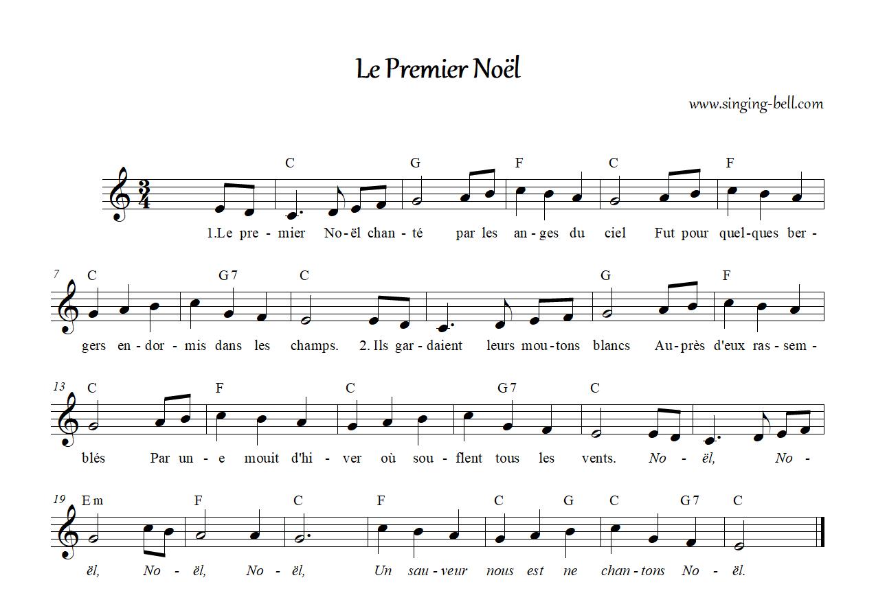 Premier Noël Partition Singing Bell DO : Singing Bell Premier Noel Partition Singing Bell DO