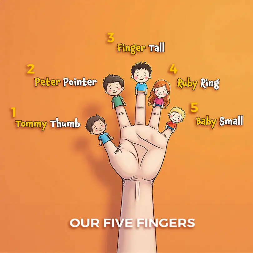 Tommy Thumb with names of five fingers
