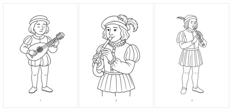 Design-Your-Own-Court-Musician-coloring-pages---thumbnail : Singing Bell “Design Your Own Court Musician” coloring pages