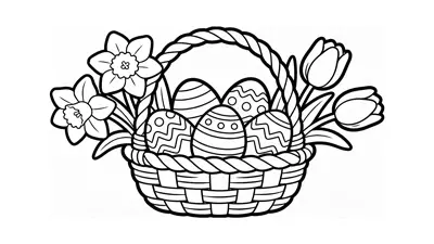 Easter Basket Coloring Page 1