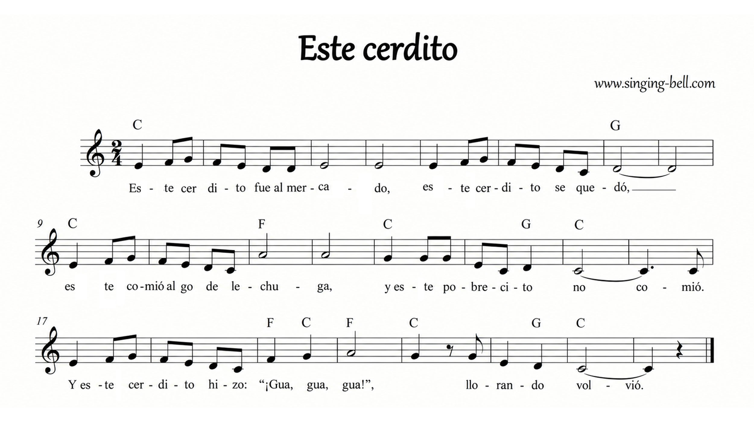 Este cerdito - Partitura